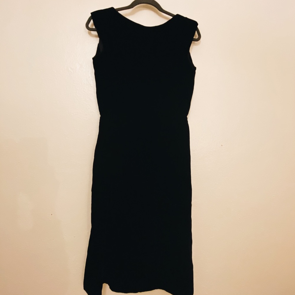 Vintage 50s Black Velvet Sleeveless Cocktail Dress